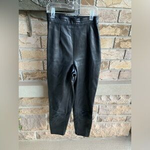 Vintage 90’S DANIER Black Leather Pants High Waisted Fitted Women’s Size 22” XXS